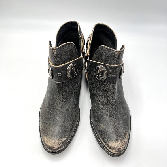 Chinese Laundry Womens Size 6 Black Distressed Austin Western Style Ankle Boots - Picture 3 of 15